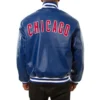 Chicago cubs logo genuine leather varsity jacket blue 2