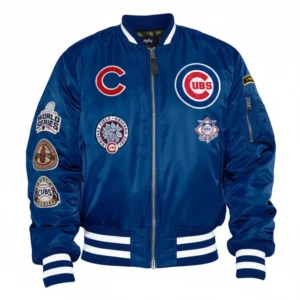 Chicago cubs ma 1 bomber varsity jacket blue
