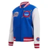 Chicago cubs mashup wool leather womens varsity jacket blue 1white