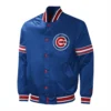 Chicago cubs midfield full snap satin varsity jacket blue 3