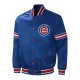 Chicago cubs midfield full snap satin varsity jacket blue 3