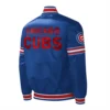 Chicago cubs midfield full snap satin varsity jacket blue 4