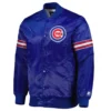 Chicago cubs pick roll full snap satin varsity jacket blue 2