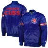 Chicago cubs pick roll full snap satin varsity jacket blue 3