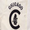 Chicago cubs retro classic womens full snap satin varsity jacket cream 3