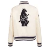 Chicago cubs retro classic womens full snap satin varsity jacket cream 6
