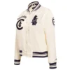 Chicago cubs retro classic womens full snap satin varsity jacket cream 7