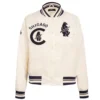 Chicago cubs retro classic womens full snap satin varsity jacket cream 8