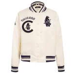 Chicago Cubs Retro Classic Women's Cream Satin Jacket