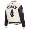 Chicago cubs retro classic womens wool leather varsity jacket cream black 4