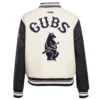 Chicago cubs retro classic womens wool leather varsity jacket cream black 5