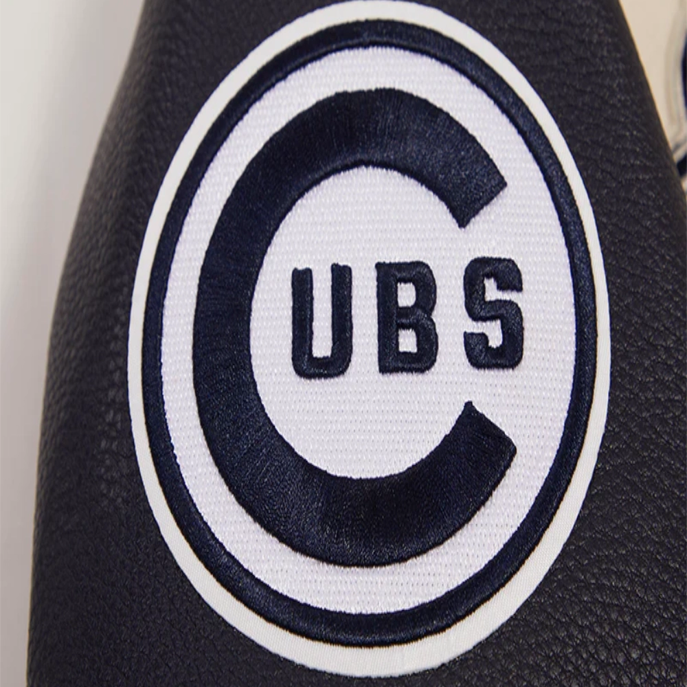 Chicago cubs retro classic womens wool leather varsity jacket cream black