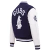 Chicago cubs retro classic womens wool leather varsity jacket navy white 4