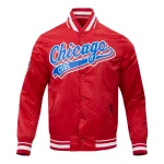 Chicago Cubs Script Tail Red Satin Jacket