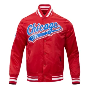 Chicago cubs script tail satin jacket red