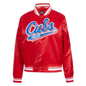 Chicago cubs script tail satin varsity jacket red