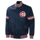 Chicago cubs slider full snap satin varsity jacket navy 2