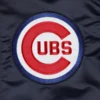 Chicago cubs slider full snap satin varsity jacket navy 4