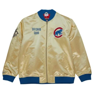 Chicago cubs team og 20 full zip satin varsity jacket gold 1