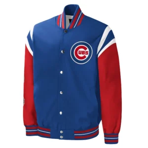 Chicago cubs title holder full snap varsity jacket blue red 1 1