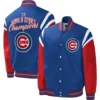 Chicago cubs title holder full snap varsity jacket blue red 1