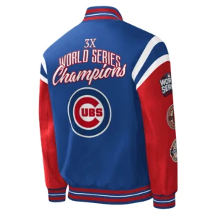 Chicago cubs title holder full snap varsity jacket blue red 2 1