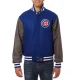 Chicago cubs two tone embroidered logo wool varsity jacket blue gray 1