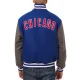 Chicago cubs two tone embroidered logo wool varsity jacket blue gray 2