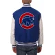 Chicago cubs two tone wool leather varsity jacket bluewhite 1