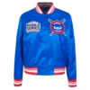 Chicago cubs womens mashup full snap satin varsity jacket blue 1 1
