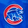 Chicago cubs womens mashup full snap satin varsity jacket blue 2 1