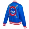 Chicago cubs womens mashup full snap satin varsity jacket blue 4 1