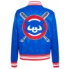 Chicago cubs womens mashup full snap satin varsity jacket blue 5 1