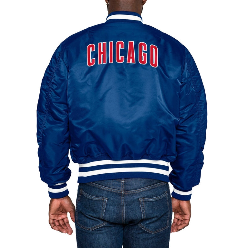 Chicago cubs x new era ma 1 bomber varsity jacket blue 2 1