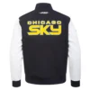 Chicago sky classic chenille wool and leather jacket