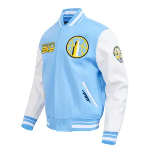 Chicago sky retro classic ribbed varsity jacket