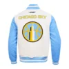 Chicago sky retro classic white and blue varsity jacket