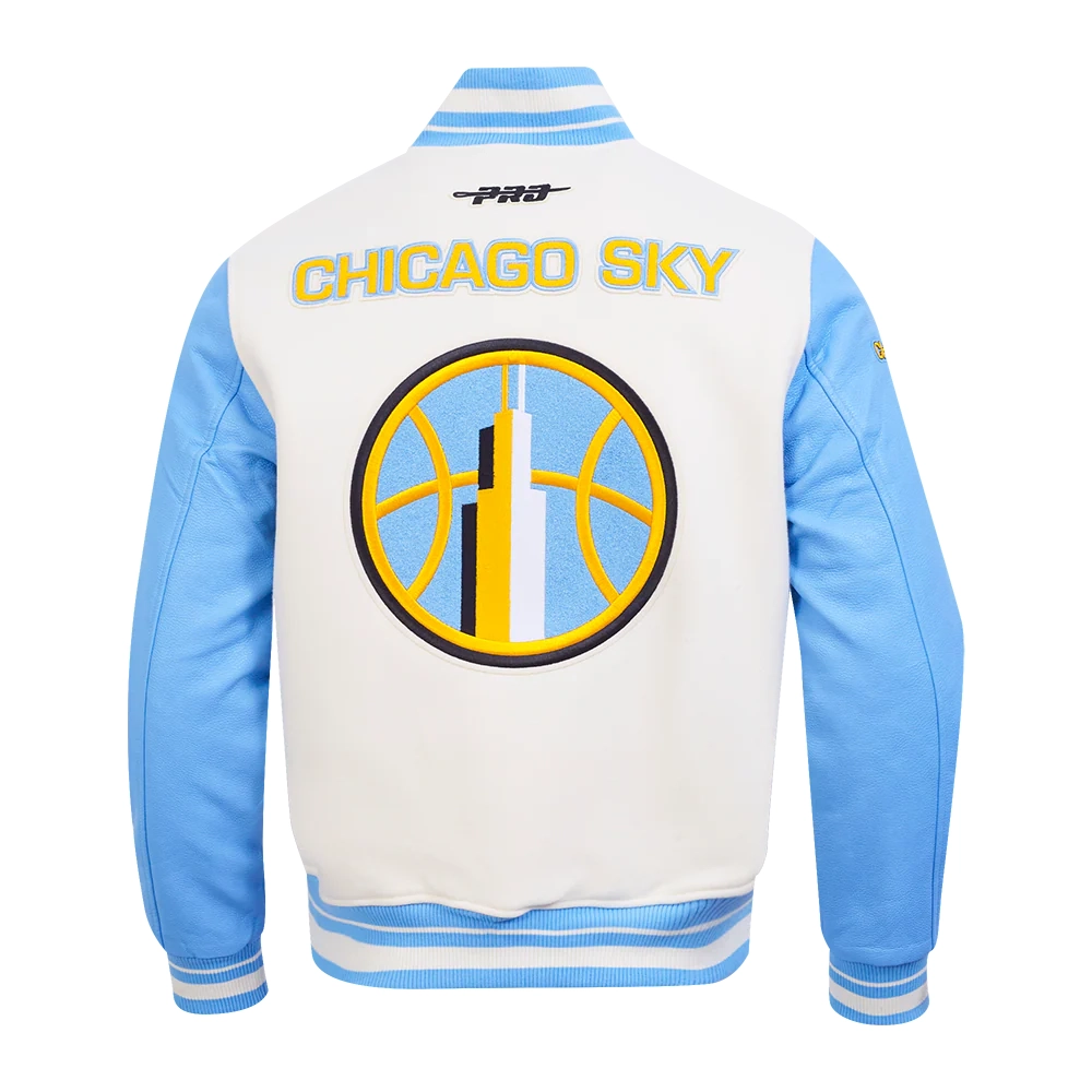 Chicago sky retro classic white and blue varsity jacket