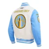 Chicago sky retro classic wool and leather varsity jacket