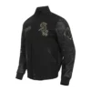 Chicago white sox black gold wool leather varsity jacket black 2