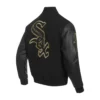 Chicago white sox black gold wool leather varsity jacket black 3