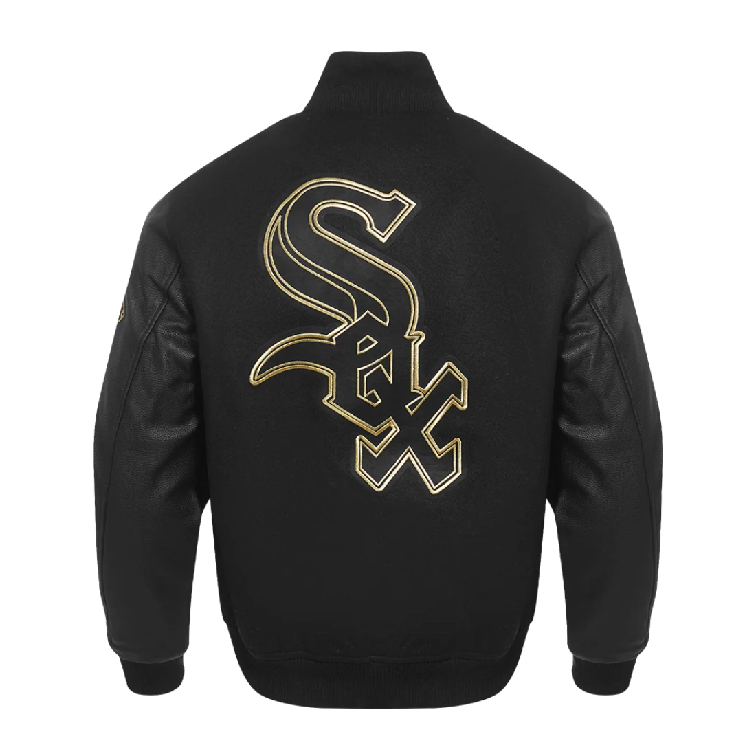 Chicago white sox black gold wool leather varsity jacket black 4