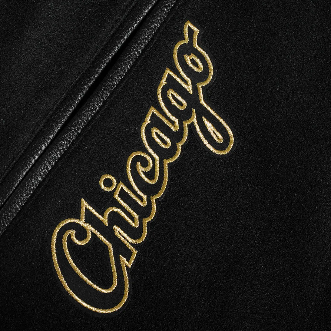 Chicago white sox black gold wool leather varsity jacket black 5