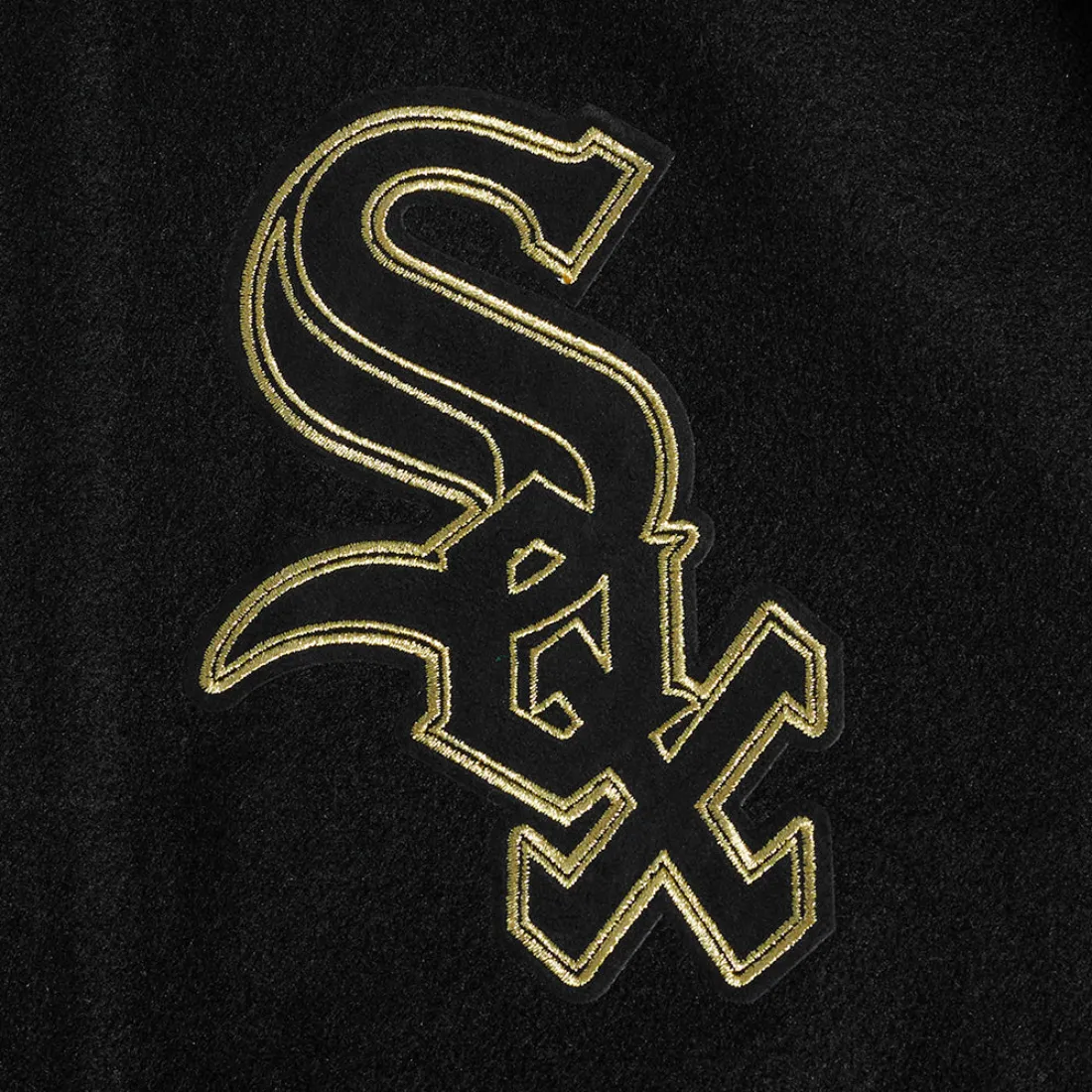 Chicago white sox black gold wool leather varsity jacket black 7