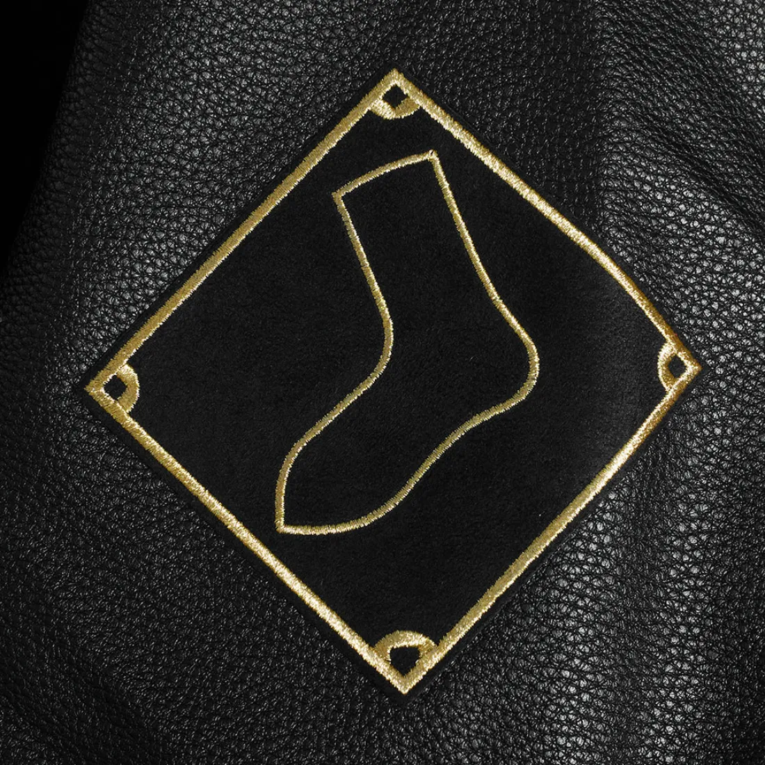Chicago white sox black gold wool leather varsity jacket black 8