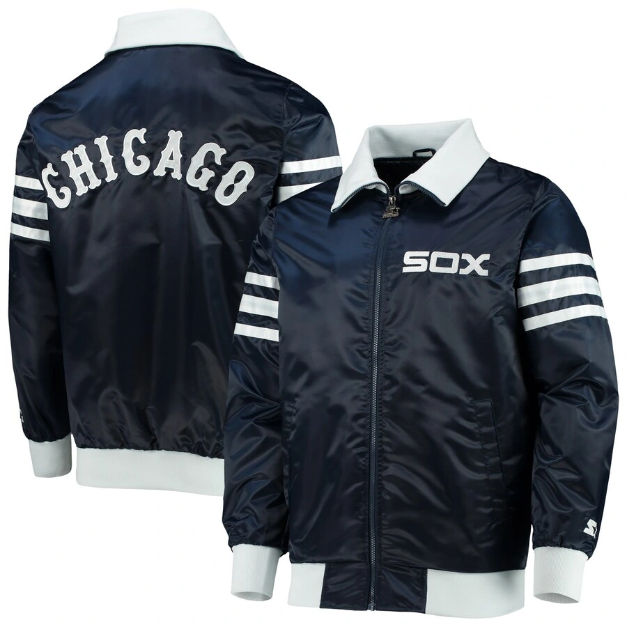 Chicago white sox captain iii satin varsity jacket navy 1