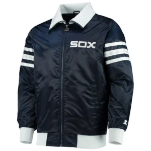 Chicago white sox captain iii satin varsity jacket navy 2