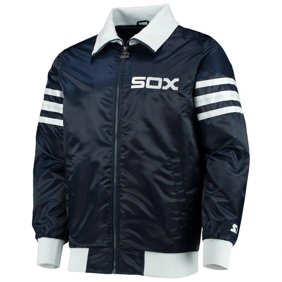 Chicago white sox captain iii satin varsity jacket navy 2