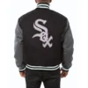 Chicago white sox embroidered wool varsity jacket black gray 2