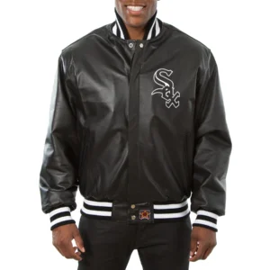 Chicago white sox full real leather varsity jacket black 1